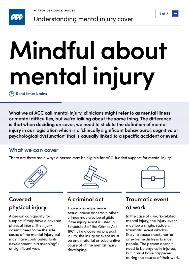 Mental injury cover quick guide front page
