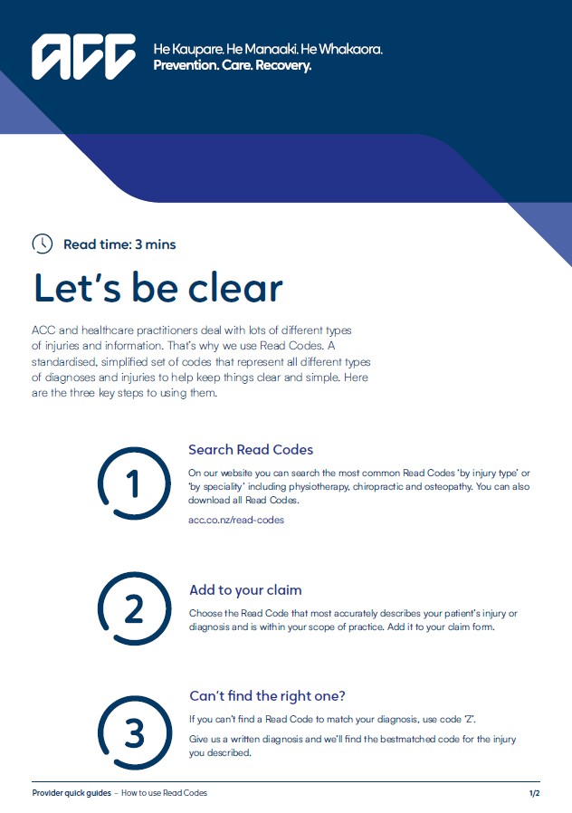 How to use Read Codes: Provider quick guide thumbnail How to use read codes provider quick guide page one information