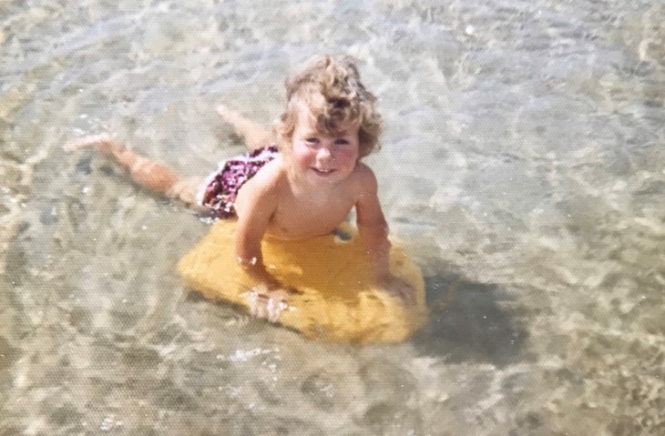 Megan on her boogieboard as a youngster