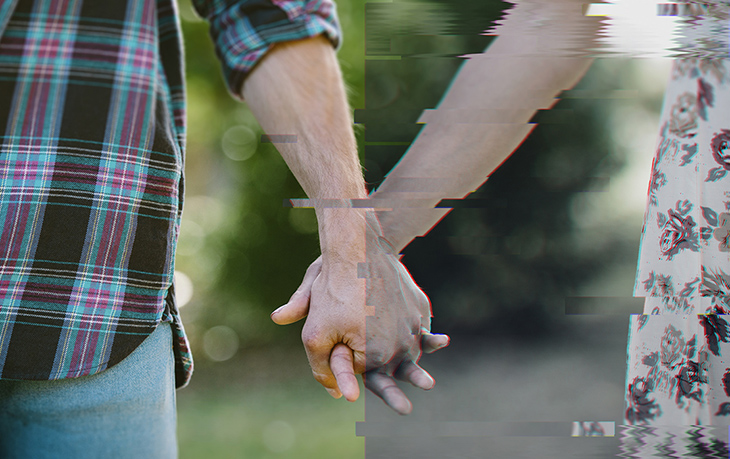 Graphic of two people holding hands, describing an unhealthy relationship