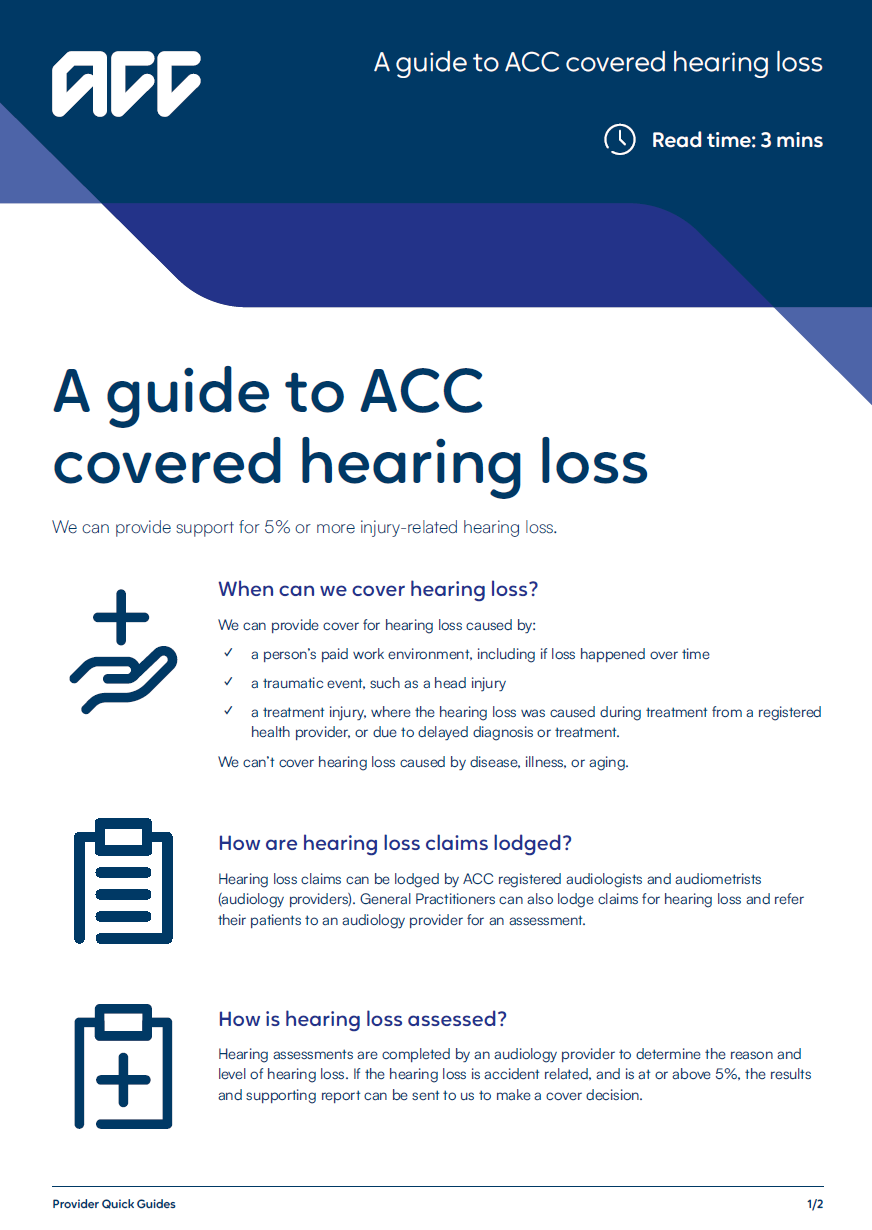 A guide to ACC covered hearing loss A guide to ACC covered hearing loss