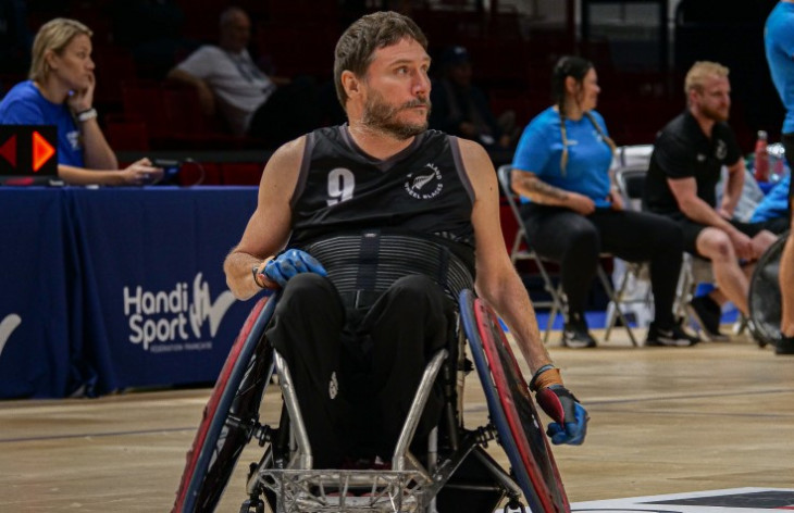 Gavin Rolton playing Wheelchair Rugby.