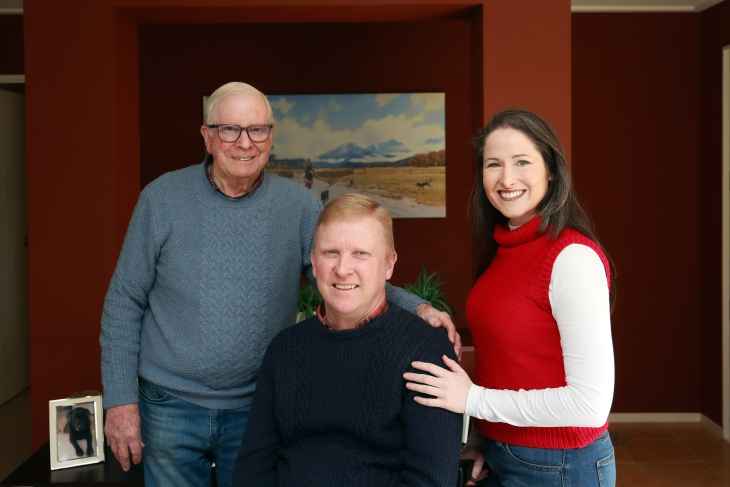 Jason Ross with his father Ron and caregiver Hila Benmeir.