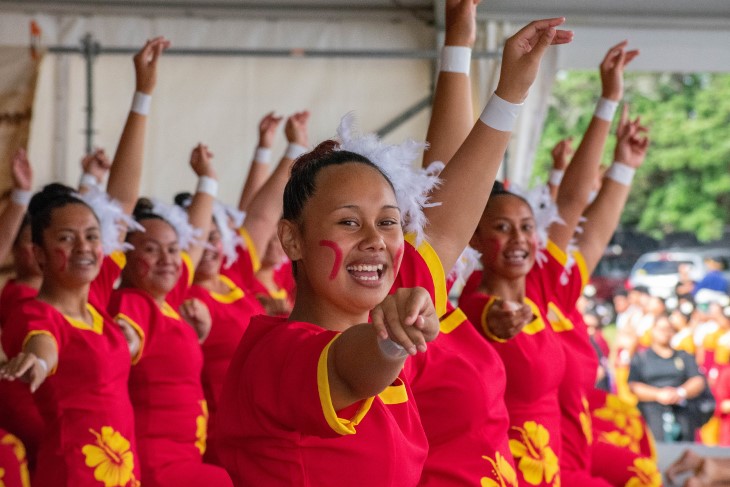 The Manurewa High School Samoan group in action at Polyfest.